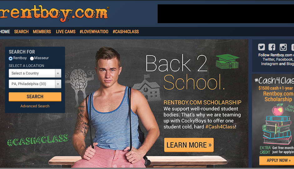 Screenshot of rentboy.com.